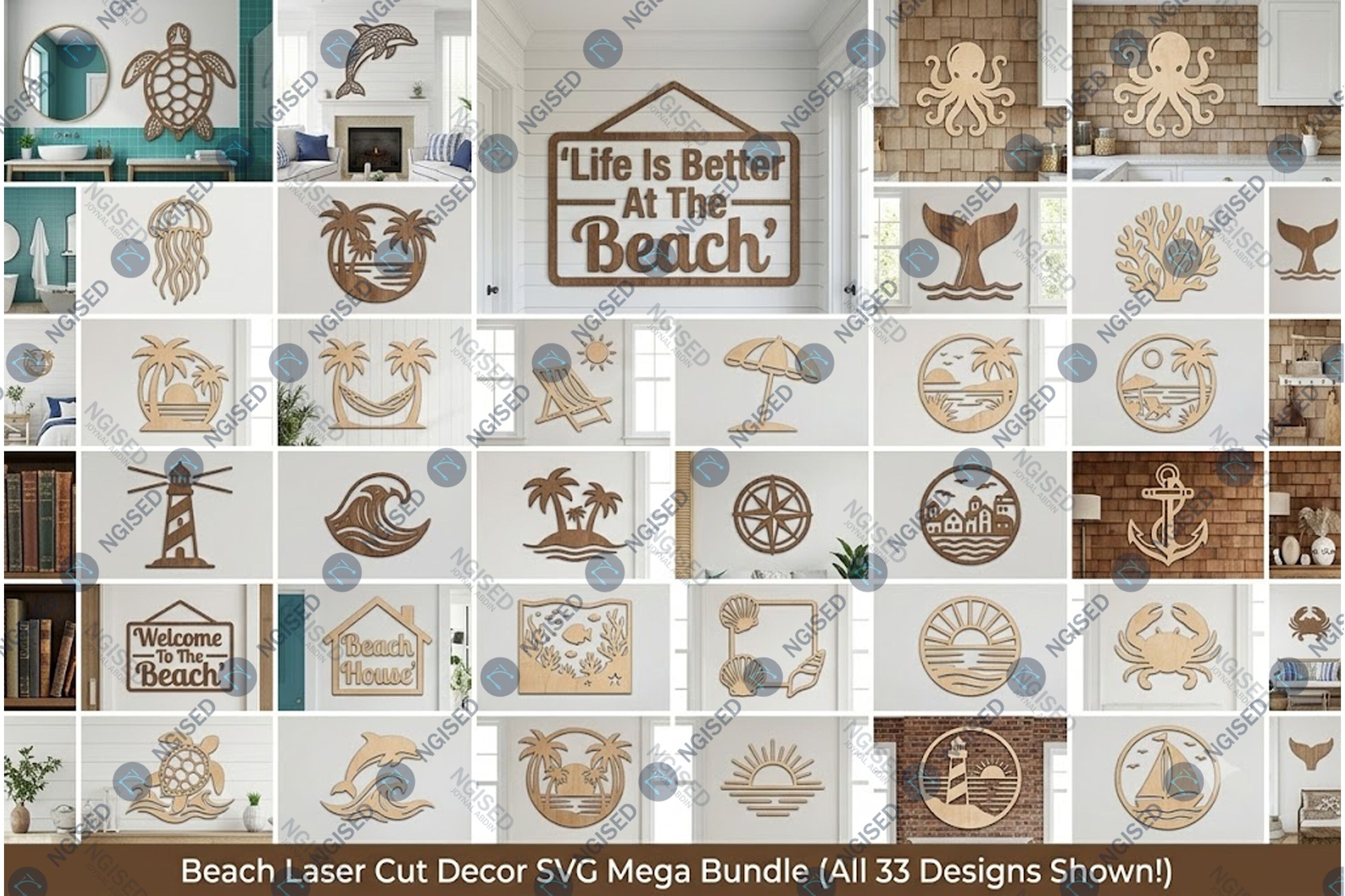 Beach Laser Cut Decor SVG Mega Bundle