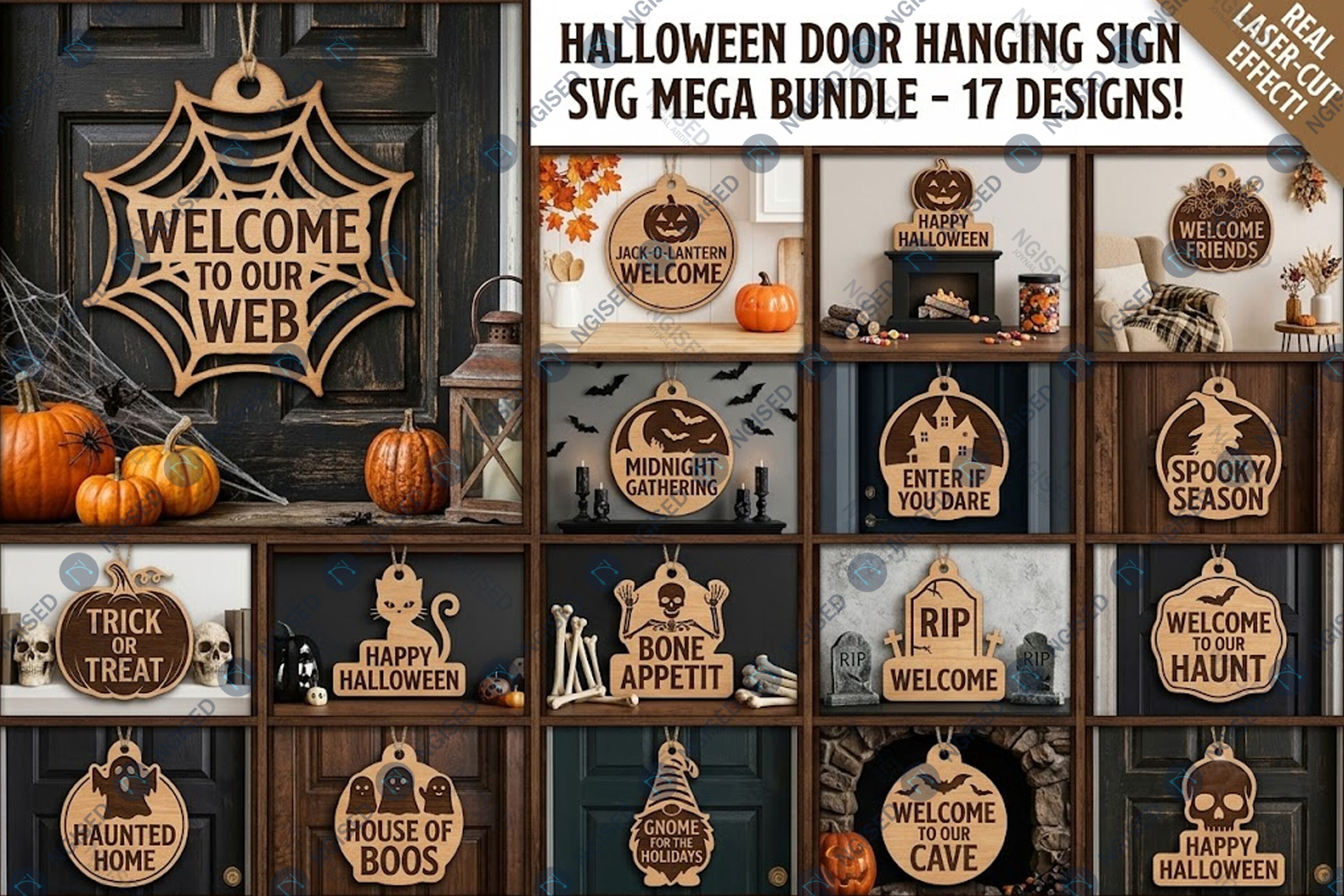 Halloween Door Hanging Sign SVG Mega Bun