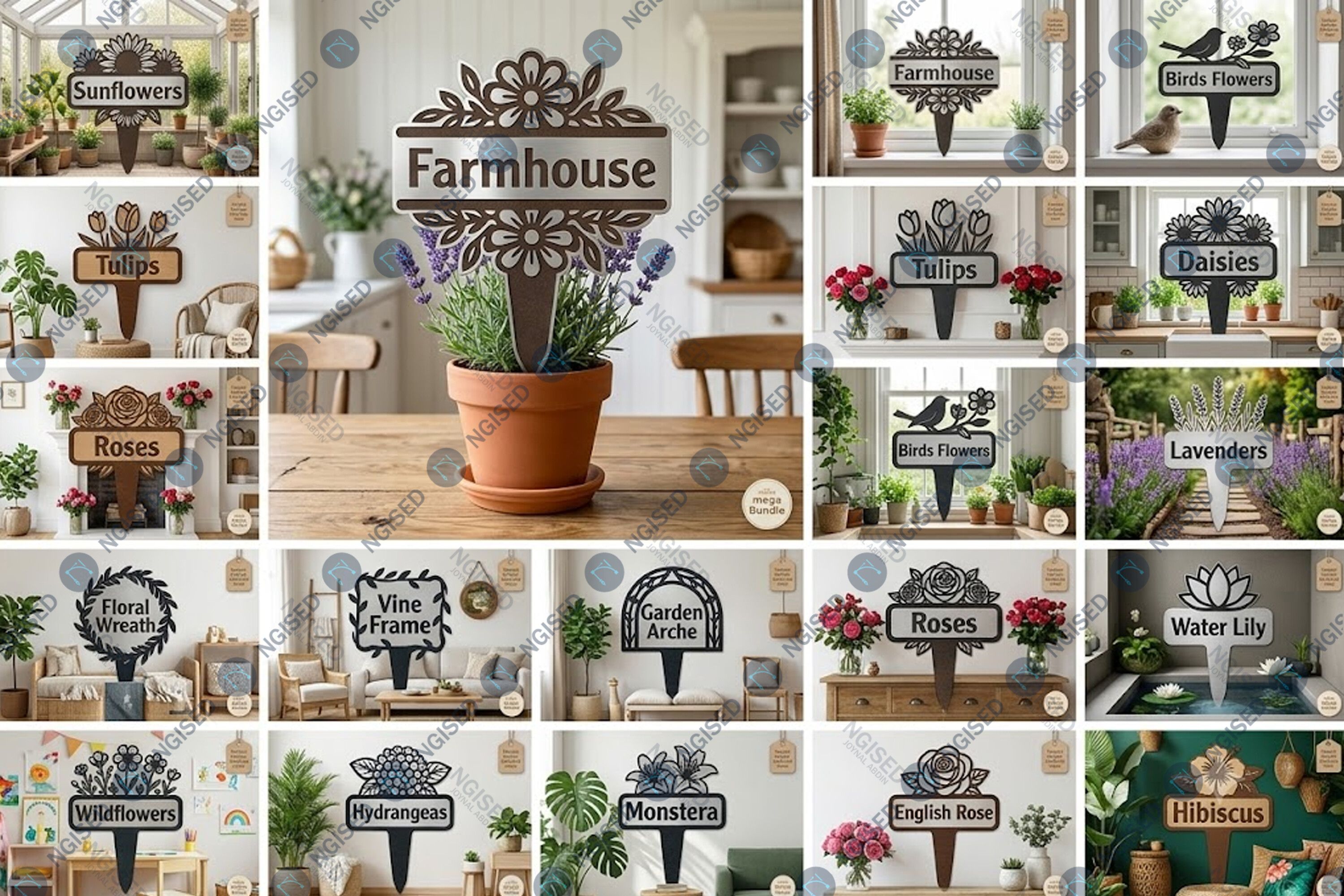 Flower Stake Name Sign SVG Mega Bundle